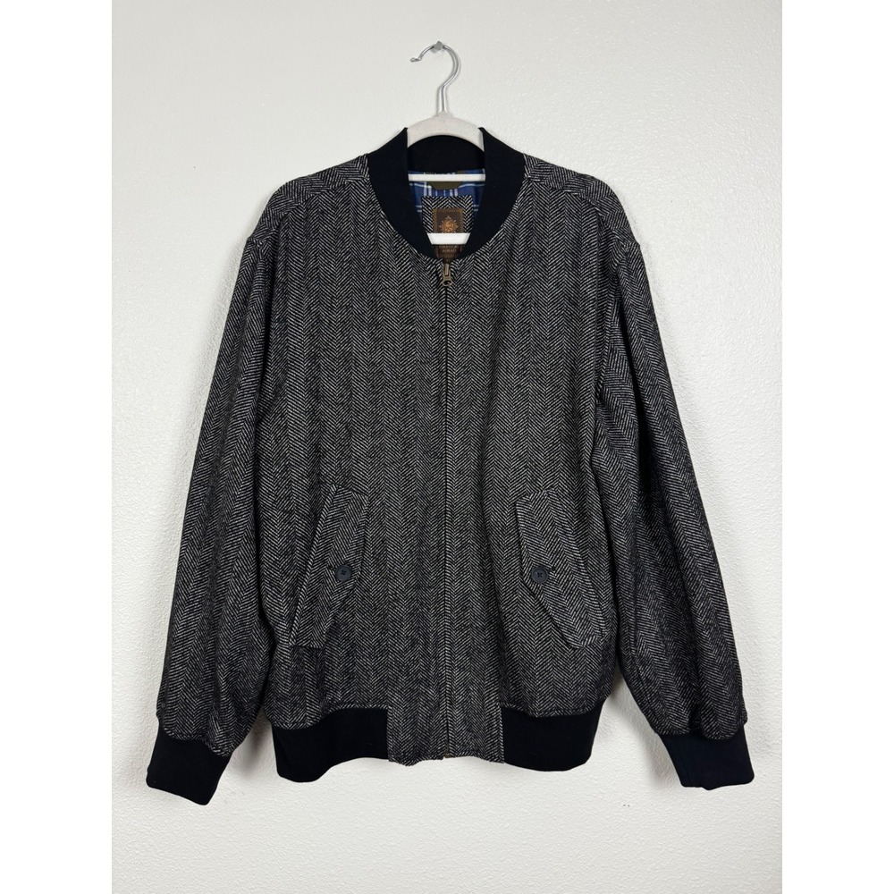The Territory Ahead Bomber Jacket Mens XL Gray Herringbone Wool Blend Full Zip